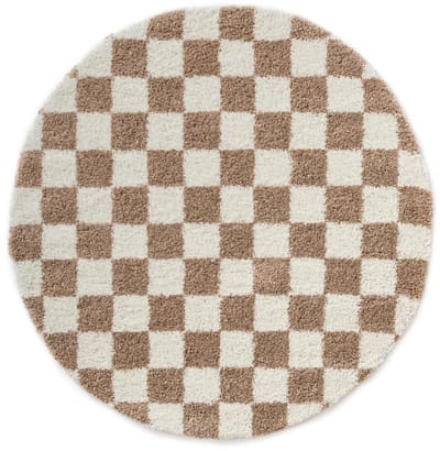 Rond checkerboard vloerkleed - Check ivoor/beige 300