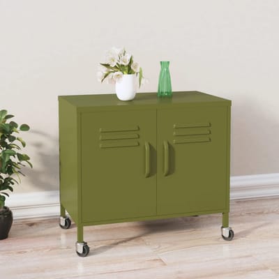 vidaXL - Opbergkast - 60x35x56 - cm - staal - olijfgroen