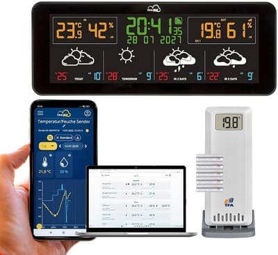 Draadloos Weerstation met Professionele 4-Dagen Verwachting via Wifi en Kleurendisplay