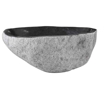 vidaXL - Wastafel - Ovaal - Grijs - (32-37) - x - (27-30) - x - 12 - cm - Riviersteen