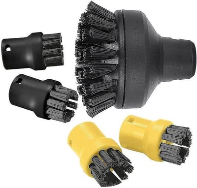 Ronde stoomborstel - Reinigingsborstel set - Stoomreiniger accessoires - Duurzaam borstelmateriaal - 5 stuks - Zwart