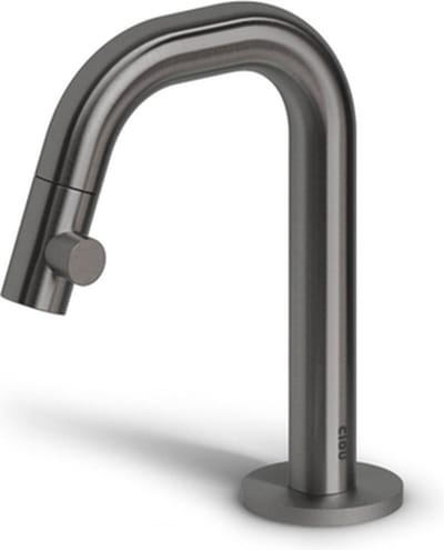 Clou Kaldur fonteinkraan, korte uitloop, R, gunmetal geborst. PVD