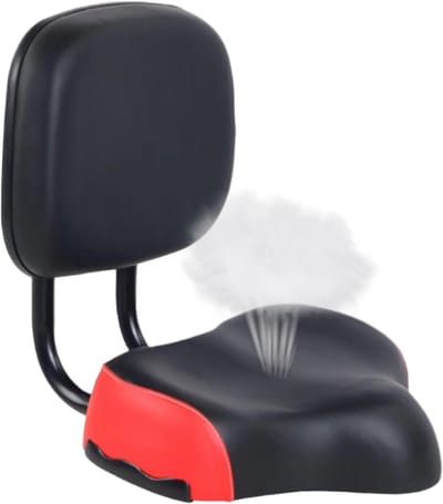 Fietsstoel met rugleuning - Comfortabel fietszadel - Lange fietstochten - Schokabsorberend gevoerd - 378 x 31 x 16 cm - Rood