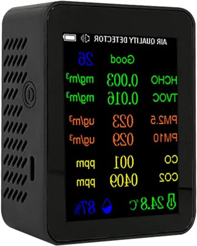 Luchtkwaliteit Monitor - Detector Binnen - Gezond Binnenklimaat - 9in1 Metingen - 15x10x5 cm - Zwart