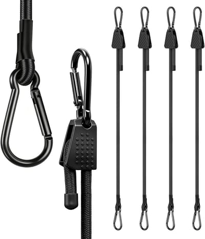 Spanbanden Set - Rubberen Spanners - Outdoor Vastzetten - Verstelbare Haken - 8 Stuks - Zwart