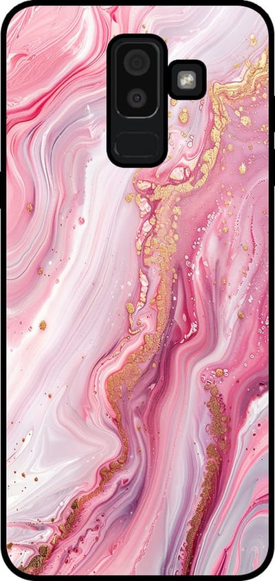 Smartphonica Telefoonhoesje Geschikt voor Samsung Galaxy J8 2018 met marmer opdruk - TPU backcover case marble design - Roze geschikt voor Samsung Galaxy J8 2018