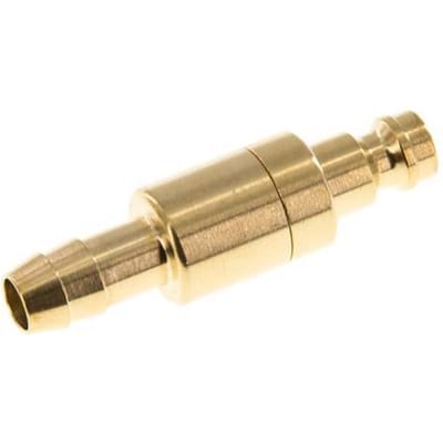 Messing DN 5 Luchtkoppeling Insteeknippel 8 mm Slangpilaar Double Shut-Off