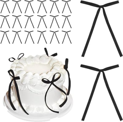 20 Stuks Zwarte Strikken voor Taartdecoratie, Versieringen voor Verjaardag, Bruiloft en Jubileum Taarten