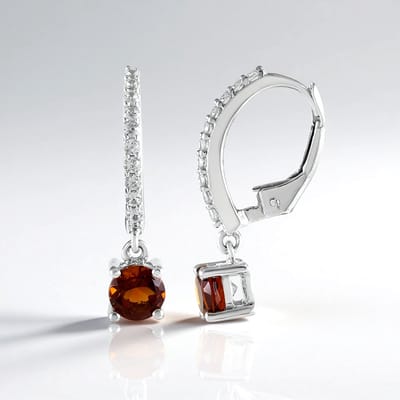 Cavill - Zilveren oorbellen 925 Sterling Zilver gerhodineerd - Madeira citrien 0,837 ct en Tanzania zirkonen 0,407 ct - Elegant warm oranje, 23 mm