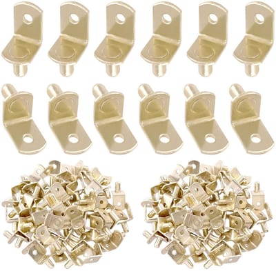 60 stuks L-Plank Pins, 6mm Gouden Steun Pegs met Gat, Geplateerd Staal Plank Houder Pins Bracket Kast Clips Houder voor Plank Gaten op Boekenkast, Kabinetten en Entertainment Centers