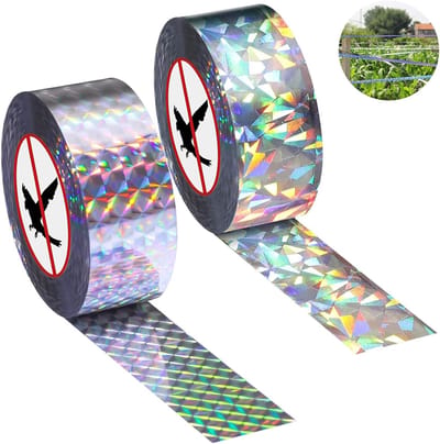 carmdering - Vogelafweerband - Reflecterend Vogellint - Tuinbeschermingslint - Windgedreven Geluidseffect - Zonlichtreflectie - Duurzaam Kunststof - Weerbestendig Ontwerp - Veilig Voor Planten En Dieren - 2 Rollen