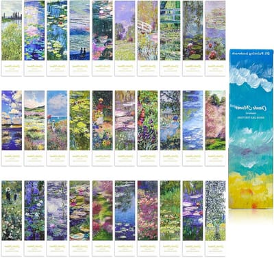 Artistieke bladwijzers van papier in olieverfschilderijstijl, vintage impressionisme, met gouden details - Perfect cadeau voor boekenliefhebbers en als stijlvolle leesaccessoires