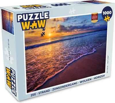 Puzzel Zee - Strand - Zonsondergang - Wolken - Horizon - Legpuzzel - Puzzel 1000 stukjes volwassenen