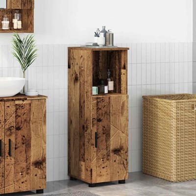 vidaXL - Badkamerkast - Oud - Hout - 30 - x - 35 - x - 95 - cm - Bewerkt - hout, - Metaal