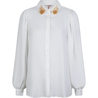 EsQualo Blouse Puff Sleeve Sequins Collar Off White Maat: 36 | Blouses Outlet | Dames | Wit