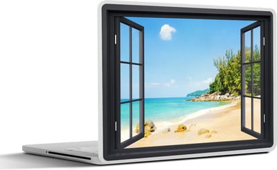 Laptop sticker - 11.6 inch - Doorkijk - Strand - Zwart - 30x21cm - Laptopstickers - Laptop skin - Cover