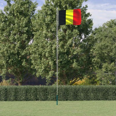 vidaXL - Vlag - met - vlaggenmast - België - 6,08 - m - aluminium
