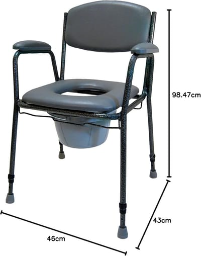 Toiletstoel - Douchestoel - Veiligheid Badkamer - In hoogte verstelbaar - 64x44x43 cm - Zwart Zilver