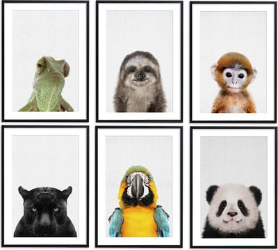 Kinderkamer - Dieren Poster - Jungle - Babykamer - 6 stuks - 21x29.7 cm - A4