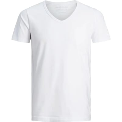 Jack & Jones witte heren t-shirt   V-hals   Slim Fit   Korte mouw Wit M