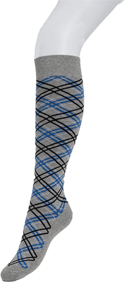 Bonnie Doon Kniekous met Tartan Ruiten Katoen Kleur Licht Grijs Mele Maat 36/42 Gladde Teennaad - Ruiten - MultiColor - Comfort - Warm - Stijlfol - Modern - Voorgewassen - Tartan - Vlakke Teennaad - Kniesokken - Light Grey Mele - BP241502.590