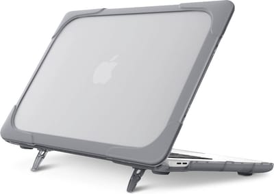 Avizar Hoesje Geschikt voor MacBook Pro 13 2020 Hardcase met Flexibele Rand, Grijs