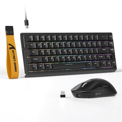 Attack Shark Pro Pack 3 - X 68HE & X3 - Wired Toetsenbord en Draadloze Gaming Muis - RGB Verlichting - Oplaadstation