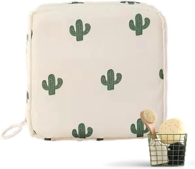 Menstruatiezak Organizer - Maandverband Tasje - Hygiënisch Opbergen - Waterdicht Oxford Doek - 12 x 12 cm - Beige