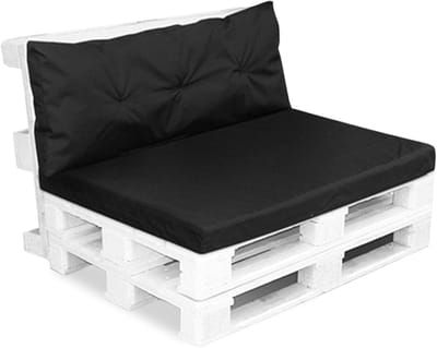 Best for Garden Zitkussen, palletkussens voor 2 personen, met rugdeel, voor bank, 120 x 80 x 10-16 cm, compleet in vele kleuren (zwart)