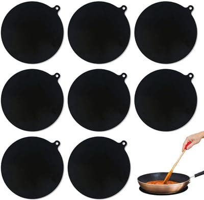 Ronde inductiekookplaten - set van 8 - zwart - siliconen - 22 cm