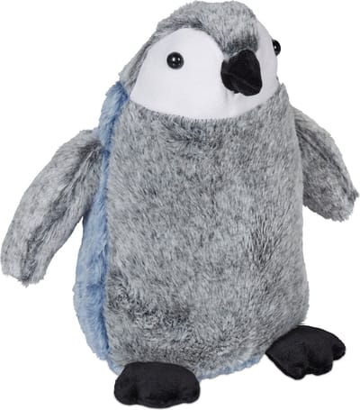 deurstopper pinguïn - stof - met zand - 25 x 24 x 17 cm - knuffel - grijs-blauw