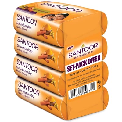 Kantoor Sandaal & Kurkuma Zeep voor Totale Huidverzorging, 125g (Pakket van 4) beige