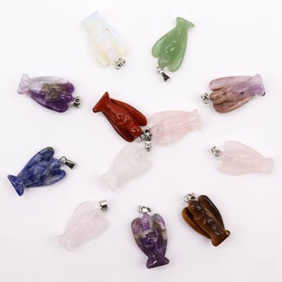 Ancient Wisdom - Edelsteen - Mini-engelhangers 12 stuks 26x18mm - hangers - sieraden - cadeau - decoratie - kristallen - amuletten - talismans - ornamenten - beeldjes - accessoires