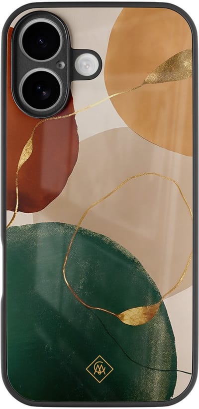 Casimoda® hoesje - Geschikt voor iPhone 17 - Earthy Luxe - Luxe Hard Case Zwart - Backcover telefoonhoesje - Multi