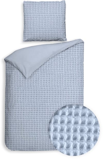 Heckettlane Dekbedovertrek Vafala - Effen Bedlinnen - 140x200-220 cm - Eenpersoons - Ice Blue- Dekbedovertrek van Katoen