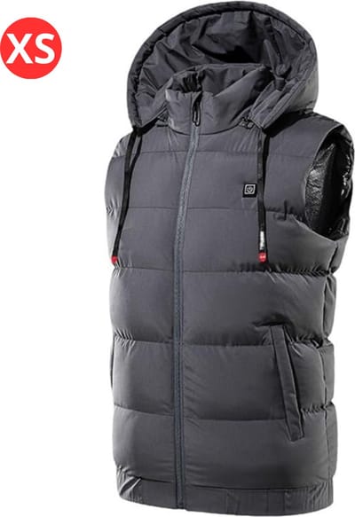 Nivard Verwarmde Bodywarmer - Heated Vest - Elektrische Bodywarmer - Met Capuchon - Jas - Oplaadbaar - Heren - Maat XS - Grijs