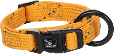 Halsband voor Puppy met Klikgesp en Reflecterende Strepen - Oker XXS 15-25 cm 10 mm