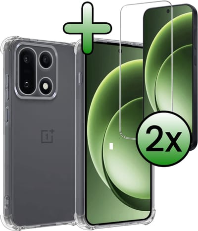 Hoesje Met Screenprotector - 2 Stuks - Geschikt voor OnePlus 15 - Sterk & Shockproof - Siliconen Case - Back Cover - Telefoon Hoes - Shock Proof - Transparant
