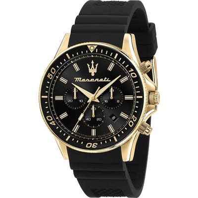 Maserati Sfida Zwart Siliconen/Rubberen Heren Quartz Chronograaf R8871640001 Horloge zwart
