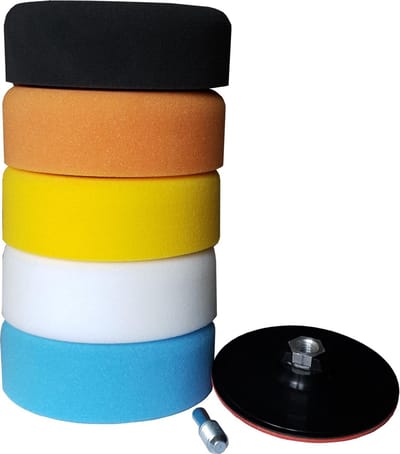 ABC Poetspads Polijst set 150mm - 5 hardheden - voor auto, boot, caravan en motor