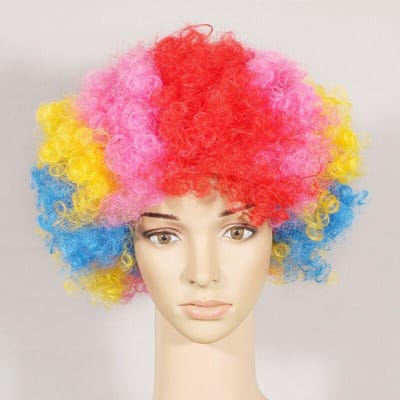 1 stuks Afro Circus Fancy Haar Pruiken Fans Petten Kostuumfeest Pruik Kerst Decoratie Benodigdheden Cosplay Hoofddeksel voor Kinderen Volwassenen veelkleurig
