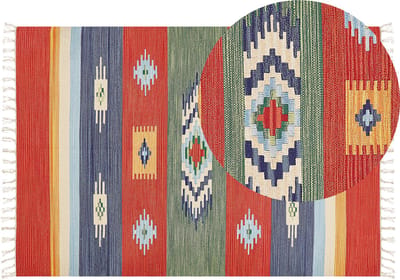 KAMARIS - Vloerkleed - Meerkleurig - 140 x 200 cm - Katoen