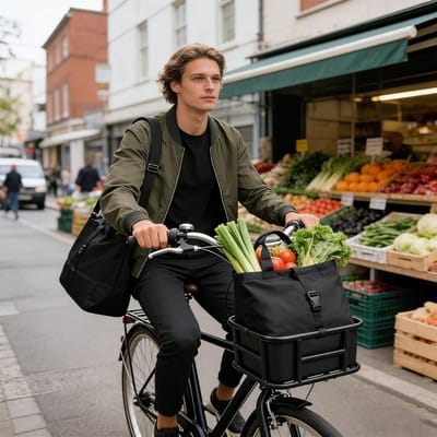 Fietsmand Waterdicht - Fietstas Achter - Dagelijkse Boodschappen - Snelbevestiging - 36 x 33 x 17 cm - Zwart