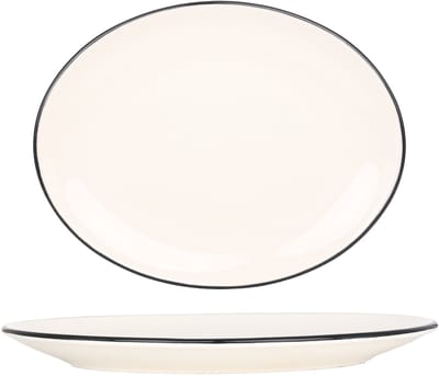 Bonna Serveerschaal - Linea Black - Porselein - 36x28 cm - set van 2
