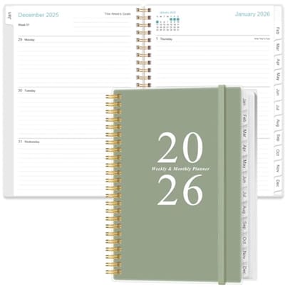 A5 Week- en Maandplanner 2026 met Flexibele Hoes, Tabbladen en Binnenzak