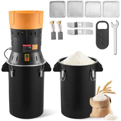 VEVOR elektrische graanmolen 25 liter, specerijenmolen 600 W, specerijenmolen met gegalvaniseerde en scherpe messen, verpulveraar voor droge granen, specerijen, muesli, koffie, maïs 390x320x815 mm