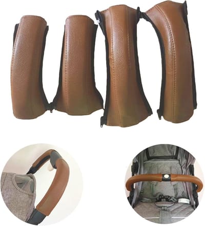 Set van 4 Duurzame Grip Covers voor Kinderwagens, Antislip, Stofbestendig, Handbescherming, Comfortabel en Universeel, Beschermhoes met Rits, Bruin