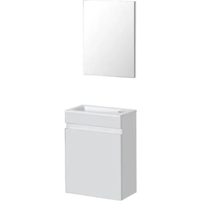 Aquazuro Fonteinmeubelset Napoli - Inclusief Wastafel En Spiegel - Softclose - Hoogglans Wit - 39,4x21,7x52cm