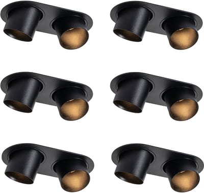 QAZQA installa - Moderne Inbouwspot - 6 stuks - L 18 cm - Zwart - Woonkamer | Slaapkamer | Keuken