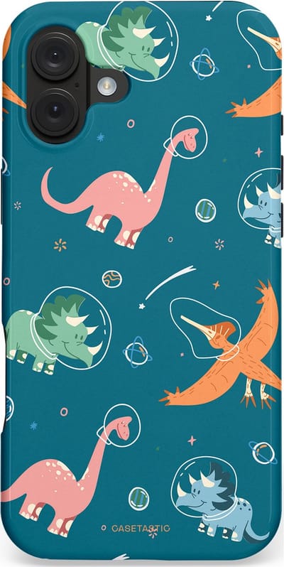 Casetastic hoesje geschikt voor Apple iPhone 16 Plus - MagSafe - Dubbellaagse bescherming - Ruimte raptors - Fashion Case - Petrol Perzik
